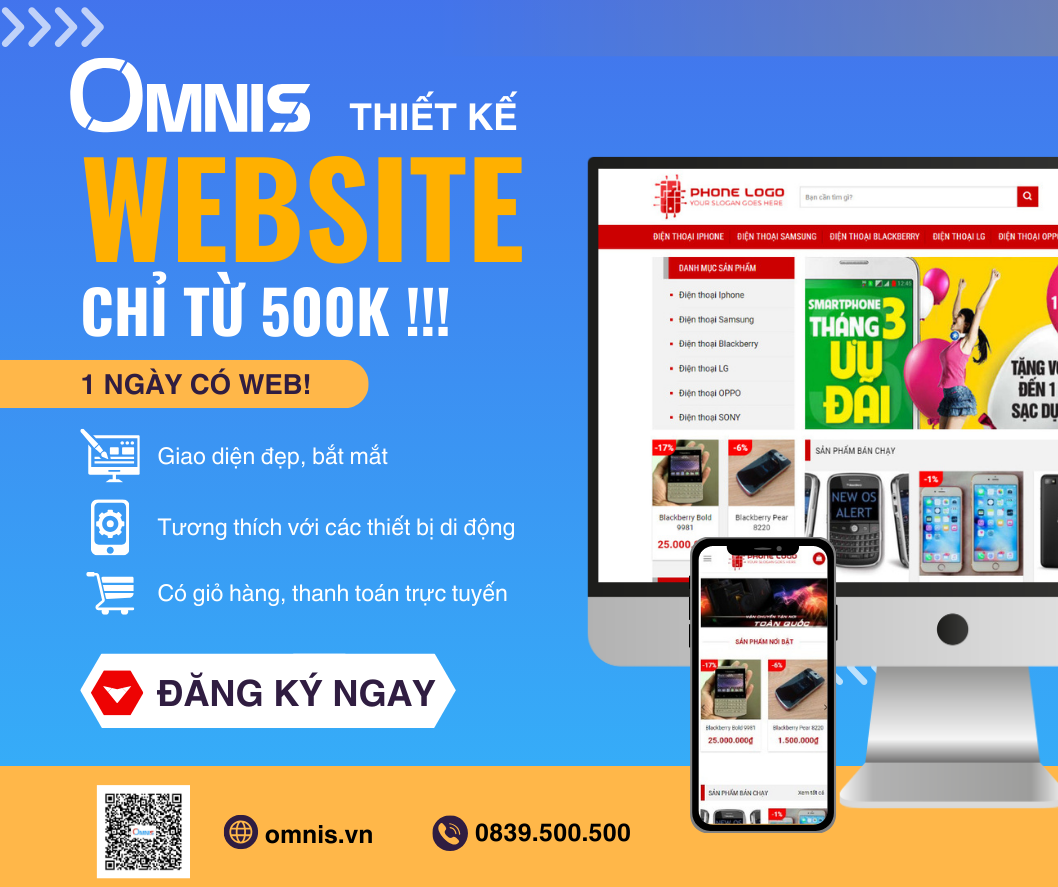 Thiết kế website chỉ từ 500K! Bán hàng online hiệu quả ngay hôm nay!
