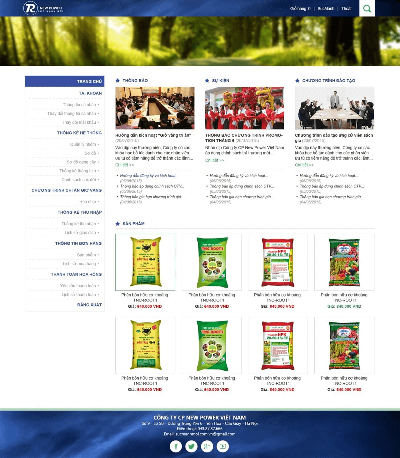 Mẫu Website giới thiệu sản phẩm phân bón