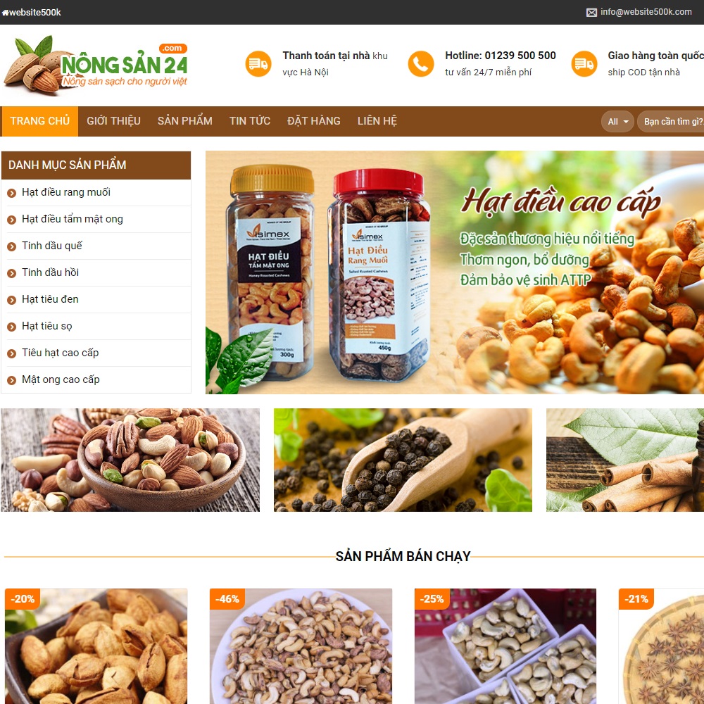 Thiết kế Website bán hàng hạt điều